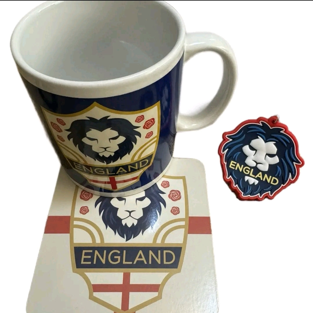 England mug set with kechain and coaster Porcelain